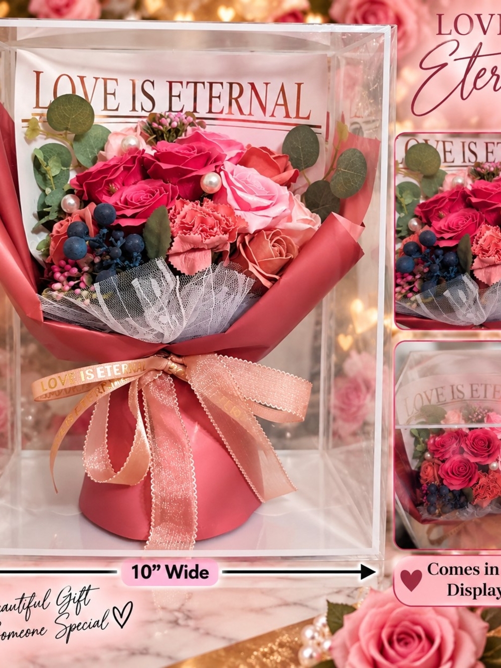 Love Is Eternal Pink and Red Floral Bouquet Gift